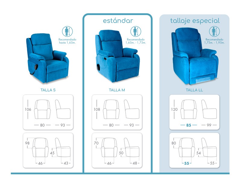 Detalles de sillón SUBB, tallas