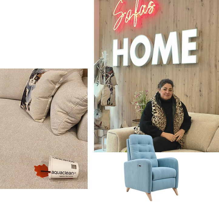 Marisa en la tienda de Sofas Home en Pamplona